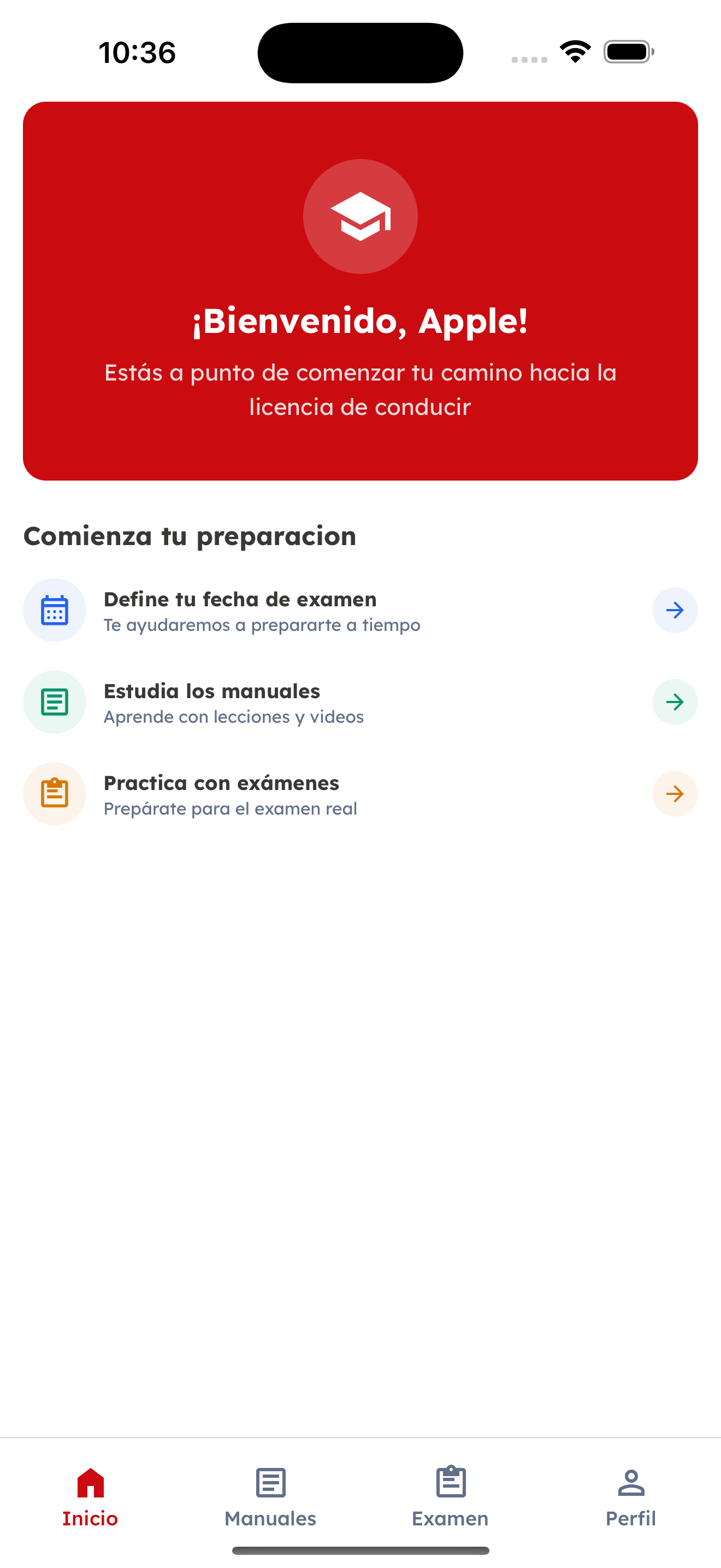 Pantalla de inicio de la plataforma Licencia Costa Rica