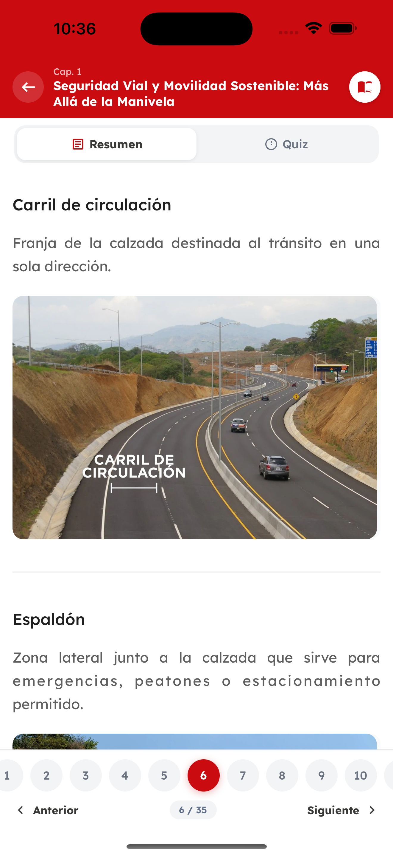 Lección con contenido y quiz